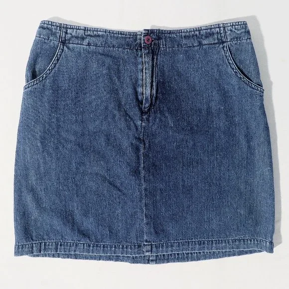 Vintage WOOLRICH Size 8 Denim A-Line Skirt Zip Button Front with Pockets - Picture 1 of 4